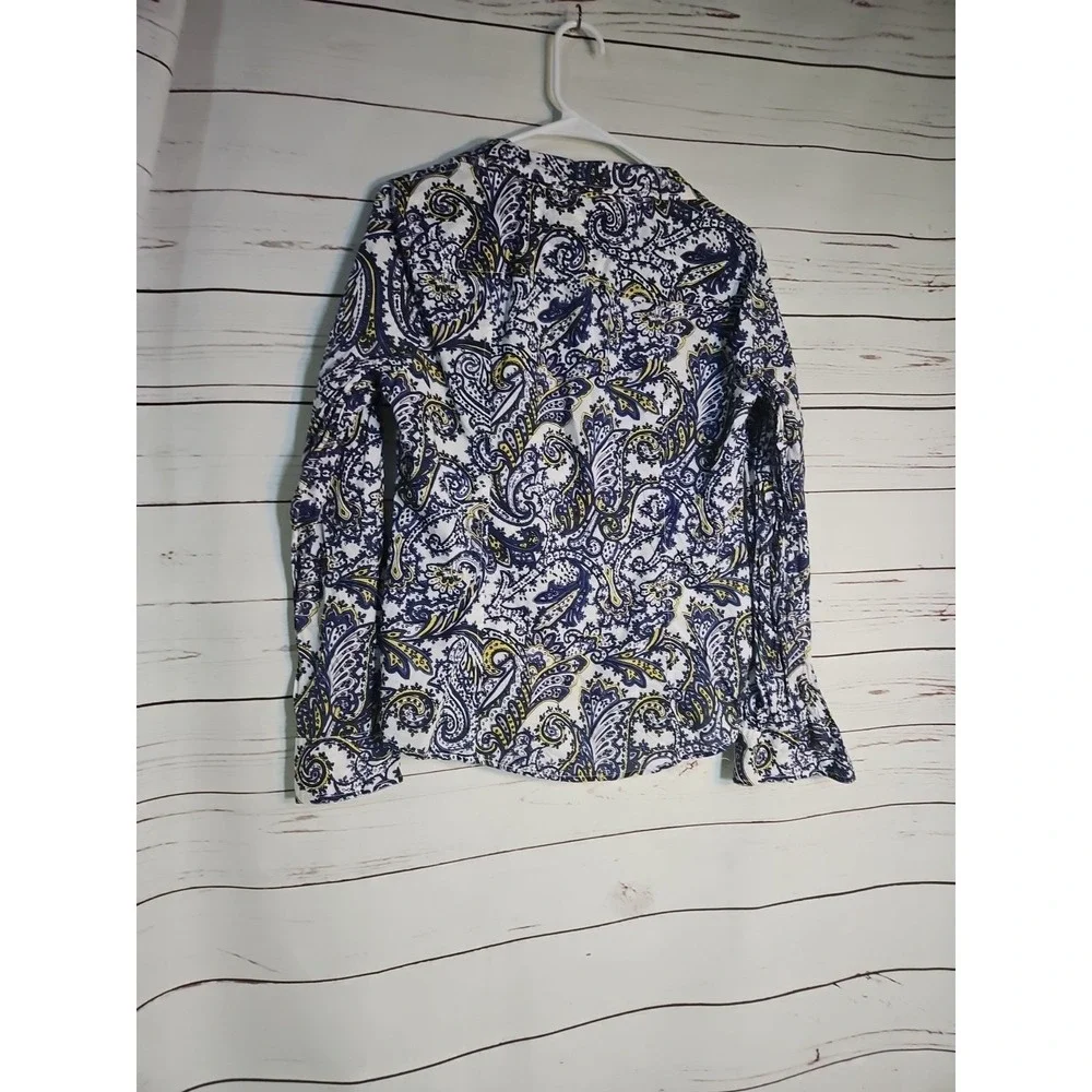 Michael Kors Women's Top Long Sleeve‎ Blouse Shirt Paisley Print Size Medium
